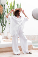 ASIANNA Blanc - Pantalon Gaze De Coton
