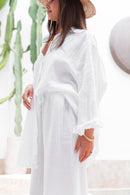 ASIANNA Blanc - Pantalon Gaze De Coton