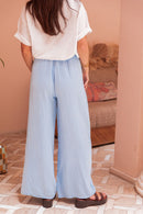 ASIANNA Bleu Ciel - Pantalon Gaze De Coton