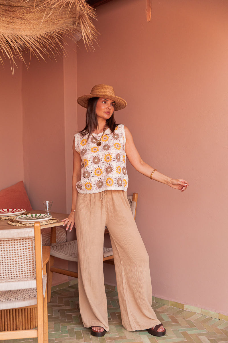 ASIANNA Camel - Cotton Gauze Trousers