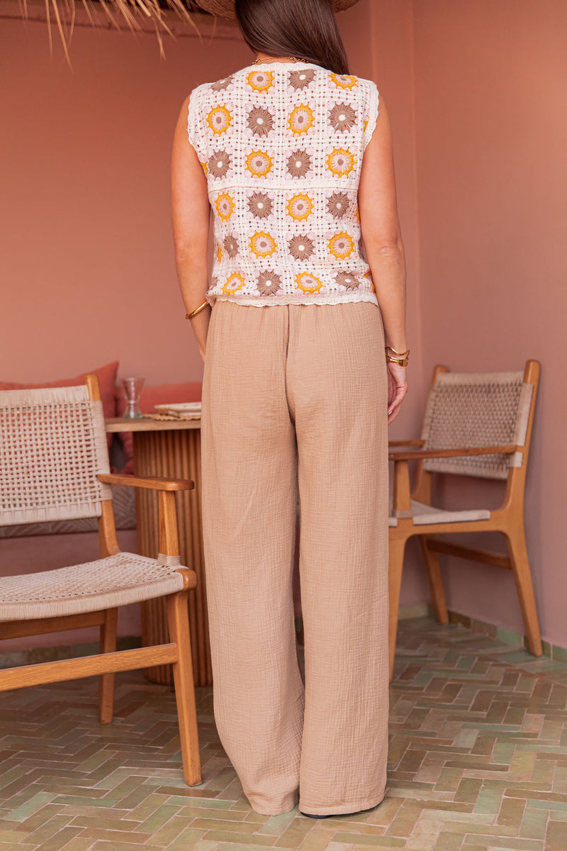 ASIANNA Camel - Cotton Gauze Trousers
