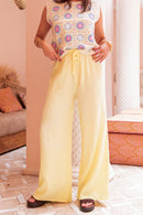 ASIANNA Jaune Pâle - Pantalon Gaze De Coton