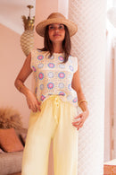 ASIANNA Jaune Pâle - Pantalon Gaze De Coton