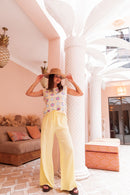 ASIANNA Jaune Pâle - Pantalon Gaze De Coton
