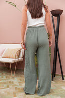 ASIANNA Kaki - Pantalon Gaze De Coton