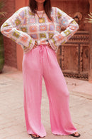 ASIANNA Rose - Pantalon Gaze De Coton