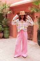 ASIANNA Rose - Pantalon Gaze De Coton