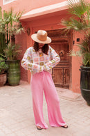 ASIANNA Rose - Pantalon Gaze De Coton