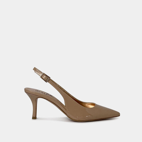 Escarpins Slingback Ann Tuil Astella - Cuir Vernis Beige
