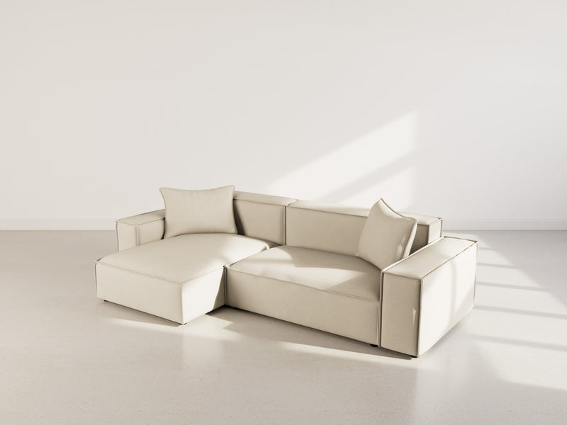 Atlas - Canapé D'Angle Réversible - 4 Places - Velours Texturé - Beige