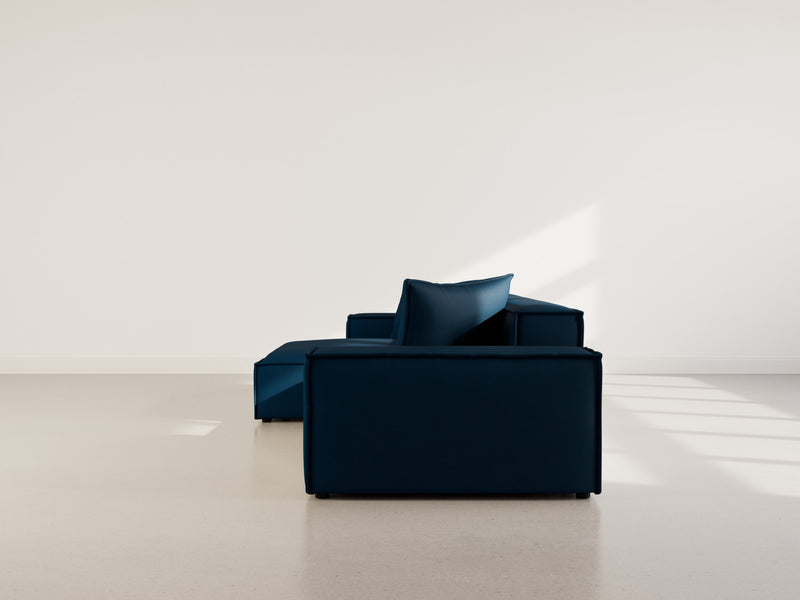 Atlas - Canapé D'Angle Réversible - 4 Places - Velours Texturé - Bleu