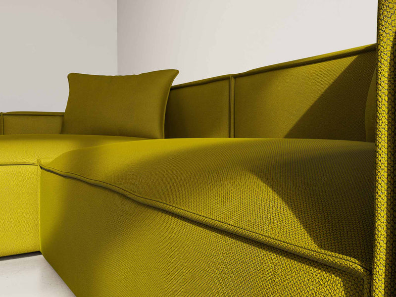 Atlas - Canapé D'Angle Réversible - 4 Places - Velours Texturé - Vert Olive