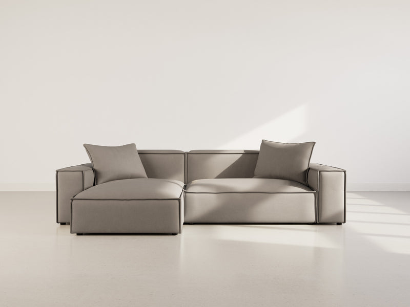 Atlas - Canapé D'Angle Réversible - 4 Places - Velours Texturé - Gris