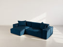 Atlas - Canapé D'Angle Réversible - 4 Places - Velours Texturé - Bleu