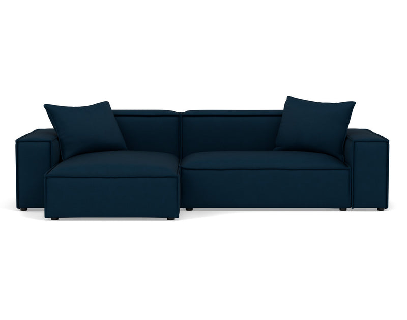 Atlas - Canapé D'Angle Réversible - 4 Places - Velours Texturé - Bleu