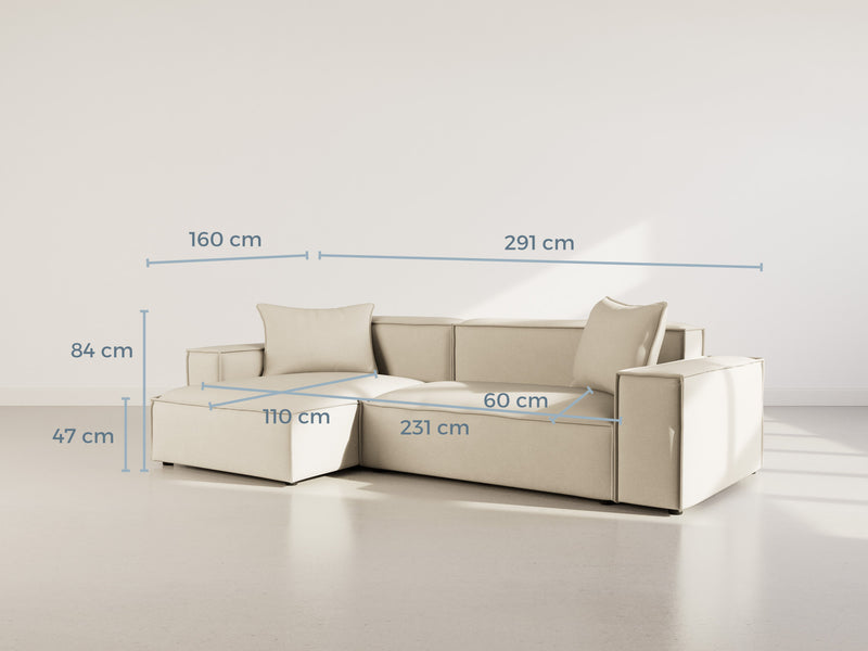 Atlas - Canapé D'Angle Réversible - 4 Places - Velours Texturé - Beige