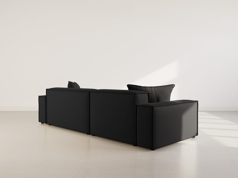 Atlas - Canapé D'Angle Réversible - 4 Places - Velours Texturé - Noir