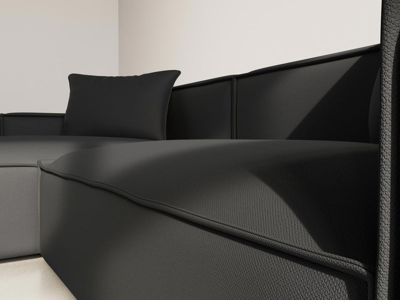 Atlas - Canapé D'Angle Réversible - 4 Places - Velours Texturé - Noir