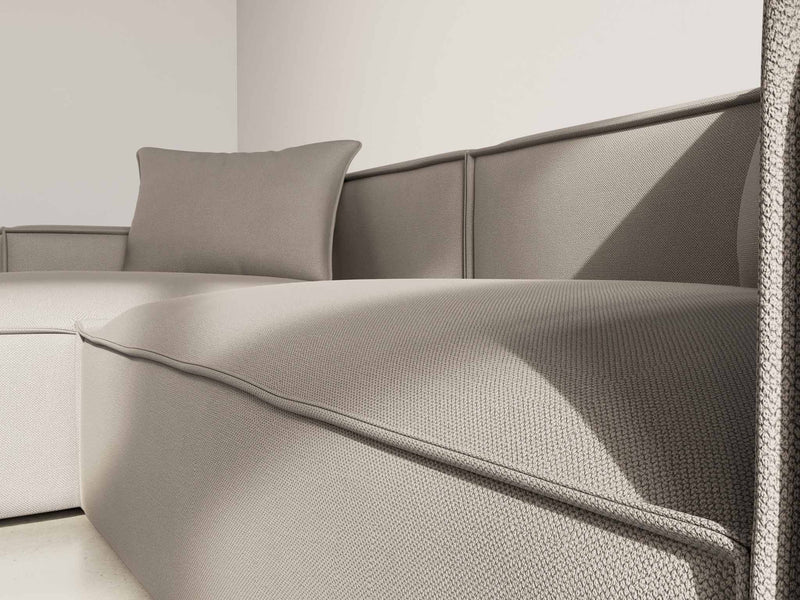 Atlas - Canapé D'Angle Réversible - 4 Places - Velours Texturé - Gris