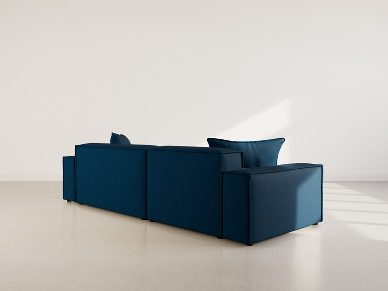 Atlas - Canapé D'Angle Réversible - 4 Places - Velours Texturé - Bleu