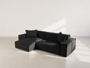 Atlas - Canapé D'Angle Réversible - 4 Places - Velours Texturé - Noir