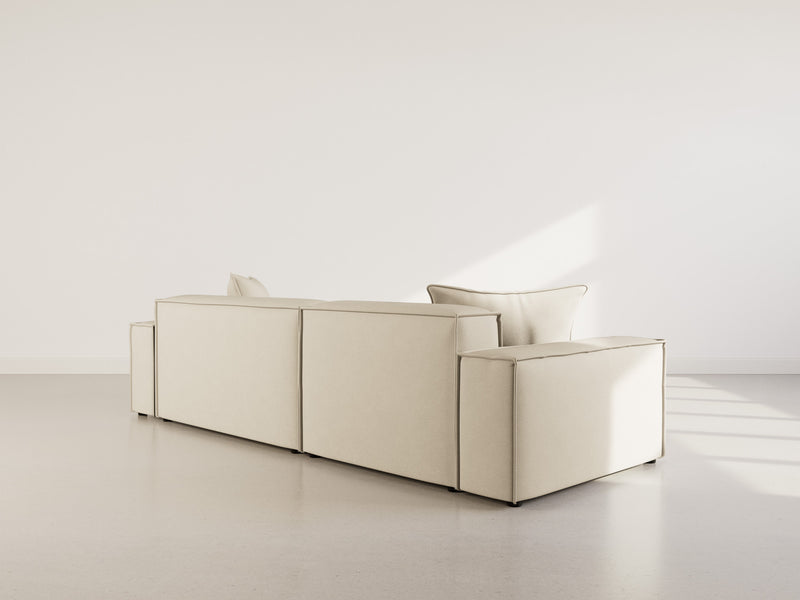 Atlas - Canapé D'Angle Réversible - 4 Places - Velours Texturé - Beige