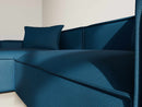 Atlas - Canapé D'Angle Réversible - 4 Places - Velours Texturé - Bleu
