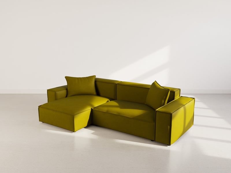 Atlas - Canapé D'Angle Réversible - 4 Places - Velours Texturé - Vert Olive