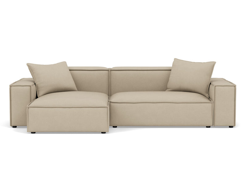 Atlas - Canapé D'Angle Réversible - 4 Places - Velours Texturé - Beige