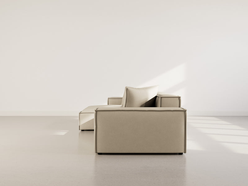 Atlas - Canapé D'Angle Réversible - 4 Places - Velours Texturé - Beige