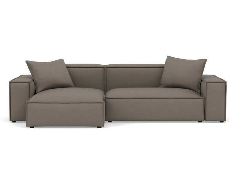 Atlas - Canapé D'Angle Réversible - 4 Places - Velours Texturé - Gris