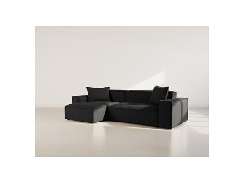 Atlas - Canapé D'Angle Réversible - 4 Places - Velours Texturé - Noir