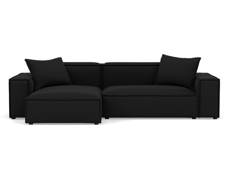 Atlas - Canapé D'Angle Réversible - 4 Places - Velours Texturé - Noir