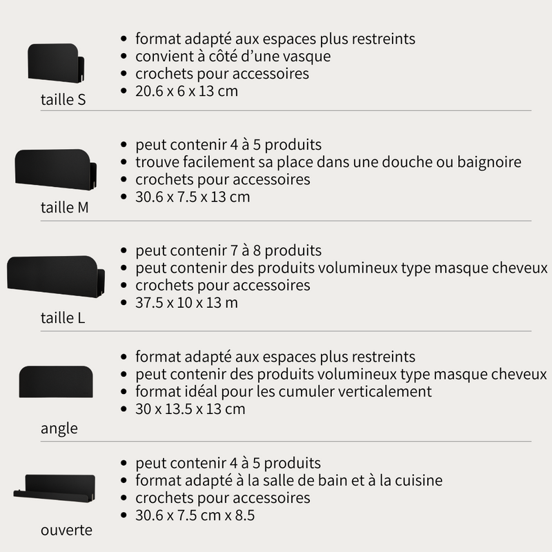 étagère de douche design et fixable au mur sans perçage qui ne rouille pas