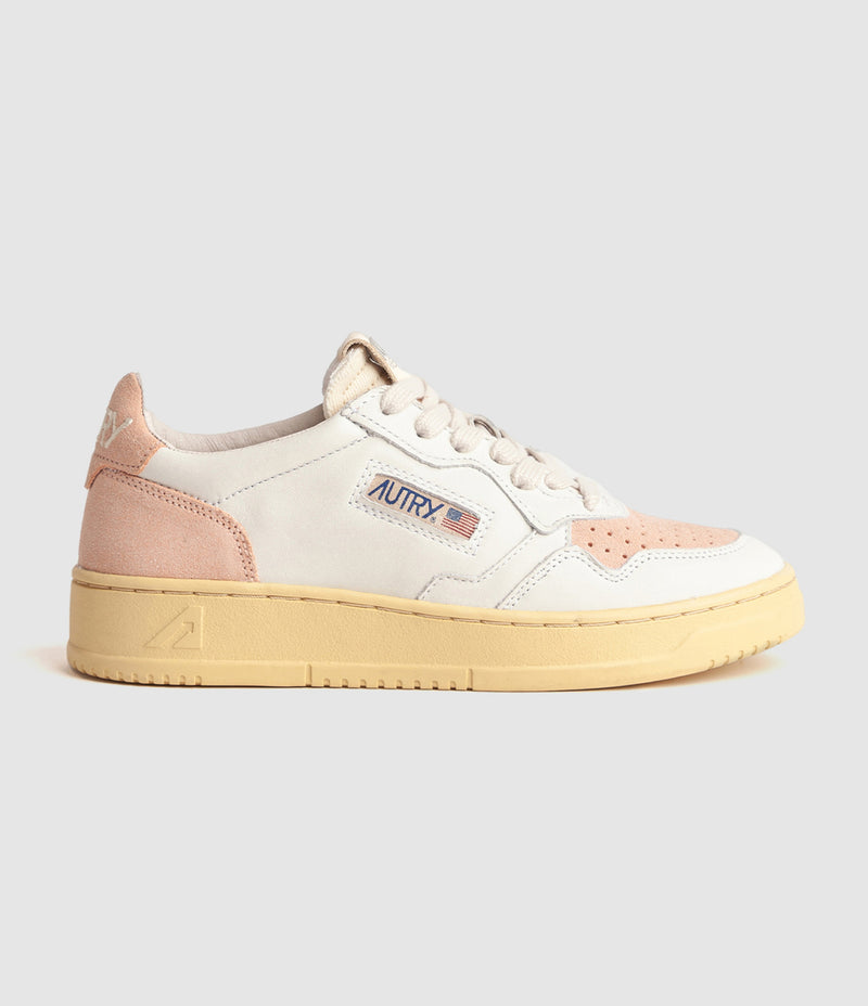 Autry - Baskets Medalist Cuir Blanc, Daim Rose - Femme