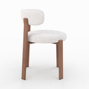 Lot de 2 chaises Aura en tissu texturé greige, pieds en métal effet bois