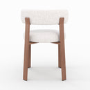Lot de 2 chaises Aura en tissu texturé greige, pieds en métal effet bois