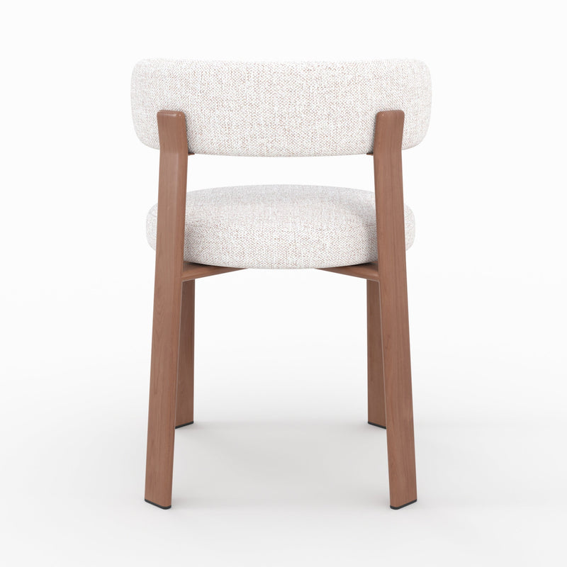 Lot de 2 chaises Aura en tissu texturé greige, pieds en métal effet bois