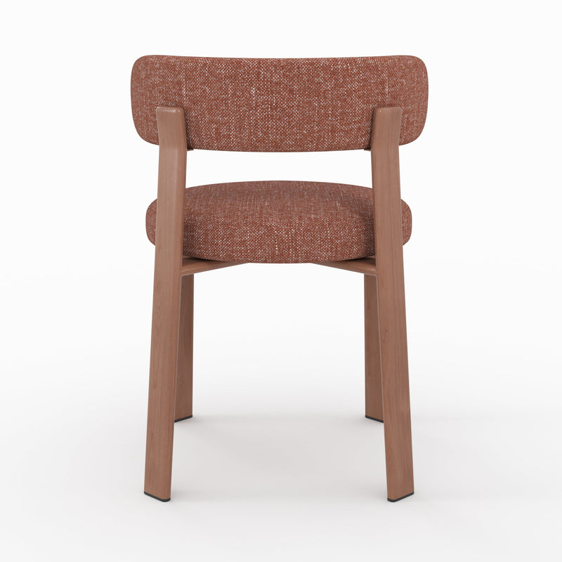 Lot de 2 chaises Aura en tissu texturé brun canelle, pieds en métal effet bois