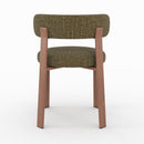 Lot de 2 chaises Aura en tissu texturé vert kaki, pieds en métal effet bois