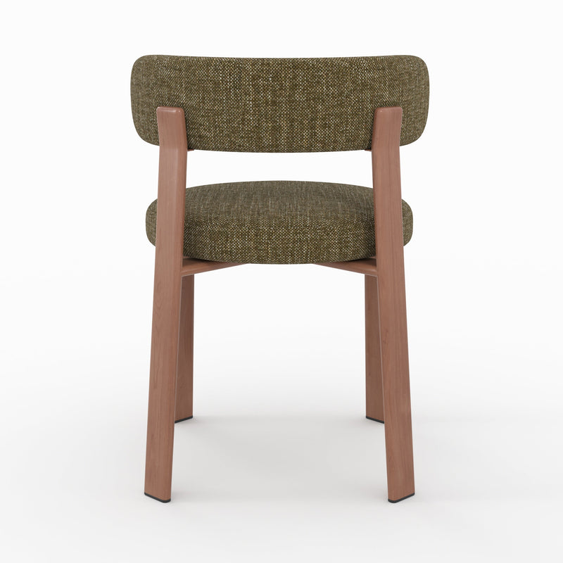 Lot de 2 chaises Aura en tissu texturé vert kaki, pieds en métal effet bois
