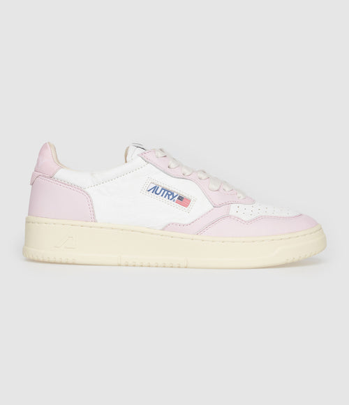 Autry - Baskets Medalist Bicolore Cuir Blanc, Rose Pâle - Femme