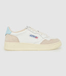 Autry - Baskets Medalist Cuir Blanc, Beige, Bleu Clair - Femme