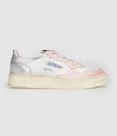Autry - Baskets Medalist Cuir Blanc Rose Argenté, Collection Super Vintage - Femme