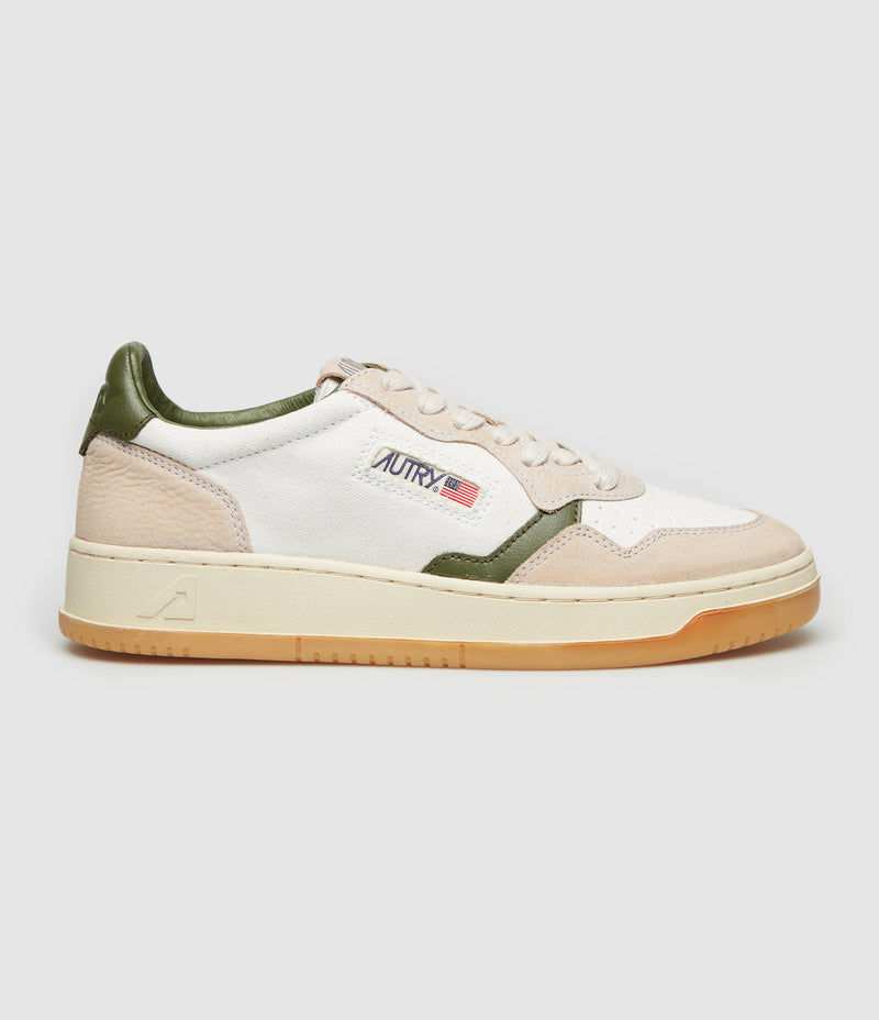 Autry - Baskets Medalist Cuir Blanc, Beige, Vert - Femme