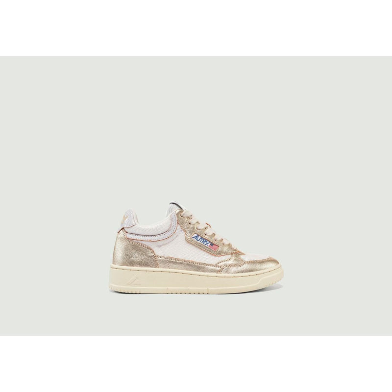 Autry - Open Mid White Platinum Sneakers - Gold