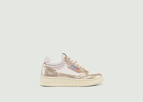 Sneakers Open Mid White Platinum - Gold - Woman