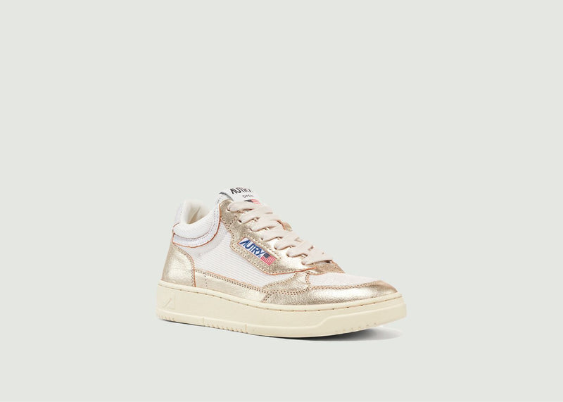 Autry - Open Mid White Platinum Sneakers - Gold