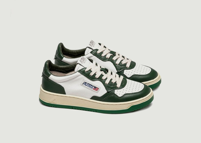 Sneakers 01 Low Man Leather Blanc Green Leat Wht - Green - Man