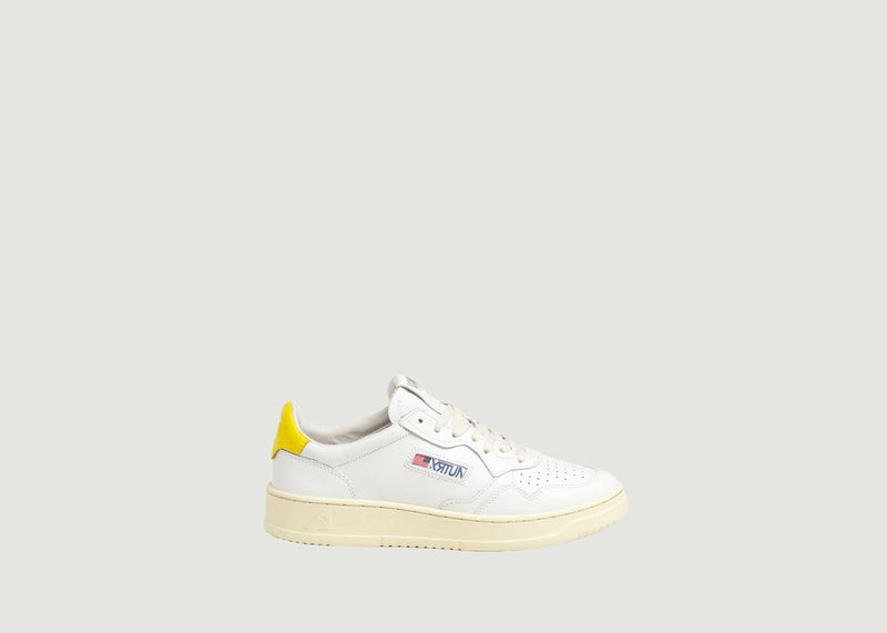 Sneakers Medalist Low In Leather Blanc And Yellow - Blanc - Woman